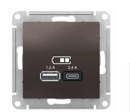 Schneider Electric  ATLASDESIGN Мокко Розетка USB A+С, 5В/2,4А, 2х5В/1,2А, механизм ATN000639
