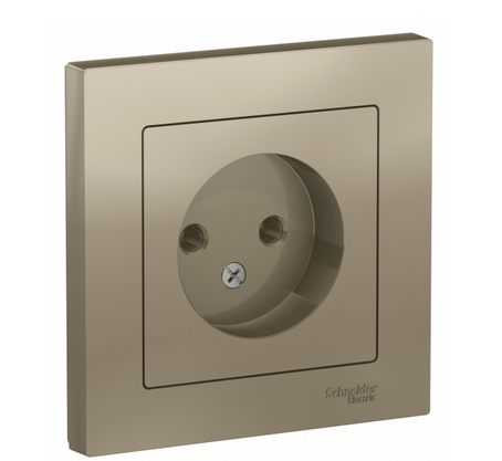 Schneider Electric AtlasDesign Шампань  Розетка без заземляющих контактов 16А, в сборе ATN000540