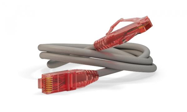 Патч-корд U/UTP, Cat.5e, LSZH, 1 м, Hyperline PC-LPM-UTP-RJ45-RJ45-C5e-1M-LSZH-GY  серый