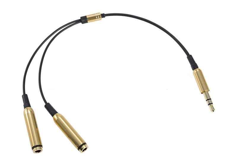 Аудио разветвитель штекер 3,5 мм на 2 золотистый с черным 0,25М REXANT 18-1107 18-1107