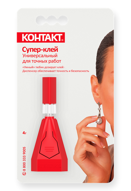 Супер-"Контакт-клей" универсальный для точных работ, 4 г, бл.,  КМ 120 - Б04, шоу-бокс