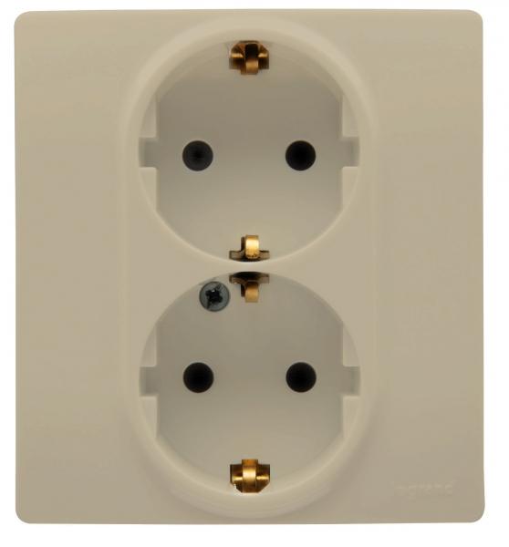 Legrand  Etika  Слоновая Кость Розетка Моноблок 2X(2К+З) шторки автоматические зажимы 672333