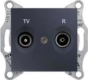 Schneider Electric Sedna Графит Розетка механизм TV/R оконечная 1dB IP20 скрытая установка SDN3301670