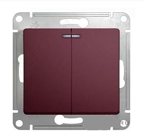Schneider Electric Glossa Баклажановый Выключатель 2-клавишный с подсветкой, схема 5а, 10AX, механизм IP20 скрытая установка GSL001153