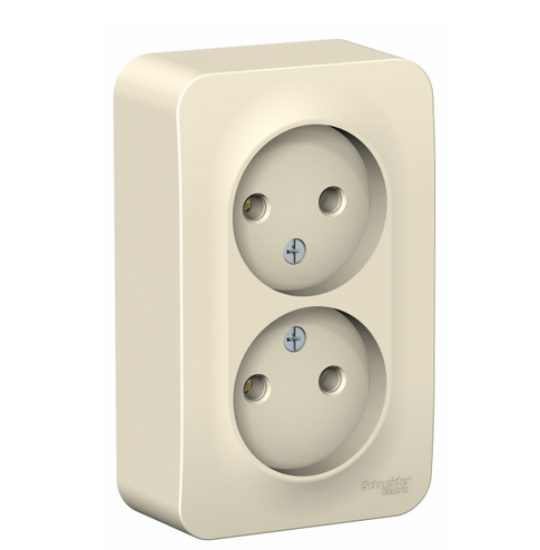 Schneider Electric BLANCA  Молочный Розетка 2-местная без заземляющих контактов без шторок, 16А, 250В,  открытая установка BLNRA000202