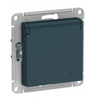 Schneider Electric AtlasDesign Изумруд  Розетка с заземляющими контактами со шторками с крышкой, 16А, IP20, механизм ATN000846