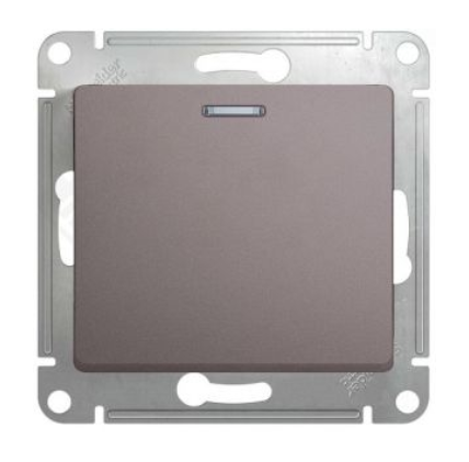 Schneider Electric Glossa Платина Переключатель 1-клавишный с подсветкой схема 6а, 10AX, механизм IP20 скрытая установка GSL001263