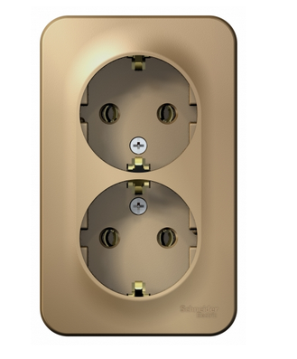 Schneider Electric  BLANCA  Титан  Розетка 2-местная с заземляющими контактами без шторок 16А, 250В, открытая установка BLNRA010204