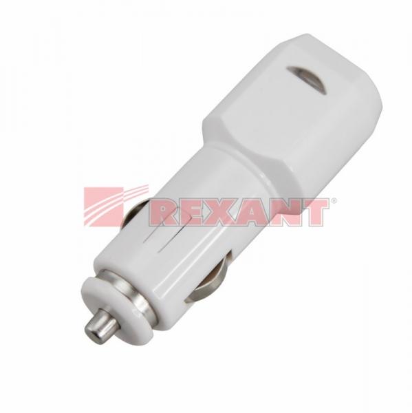 Автозарядка в прикуриватель USB (АЗУ) (5V, 1 000mA) белая 18-1193