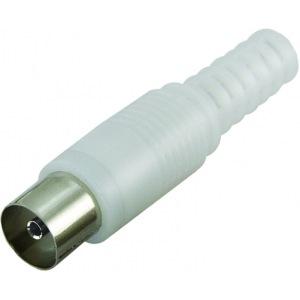 Штекер TV  пластмассовый, без пайки, индивидуальная упаковка, белый  TDM