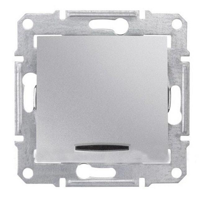Schneider Electric Sedna Алюминий Выключатель механизм 1-клавишный с синей подсветкой10А IP20 скрытая установка SDN1400160