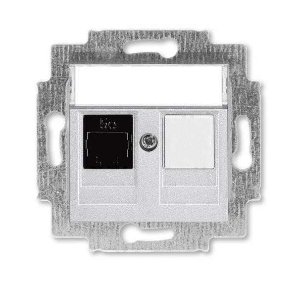 ABB  Levit  Серебро Розетка компьютерная RJ45 категория 5e+заглушка, 2CHH295117A6070