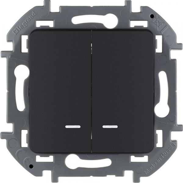 Legrand INSPIRIA Антрацит Выключатель 2-клавишный c подсветкой IP20 скрытая установка 673633