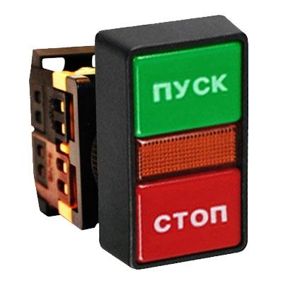 Кнопка AS-22N "Пуск-Стоп" прямоугольная 220В NO+NC EKF
