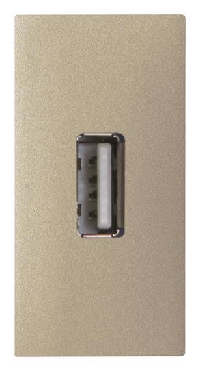 ABB  Zenit  Шампань Разъем USB механизм тип А, с USB разъёмом мама на тыльн. стороне, 1-модуль  /2CLA215590 2CLA215590N1901