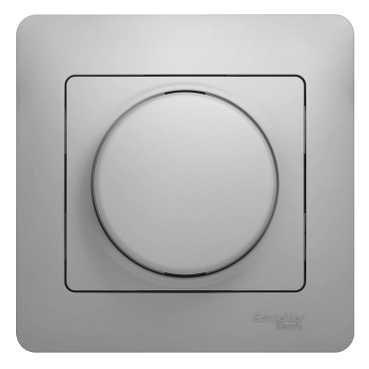 Schneider Electric Glossa Алюминий Диммер поворотный 300Вт, в сборе с рамкой IP20 скрытая установка GSL000334