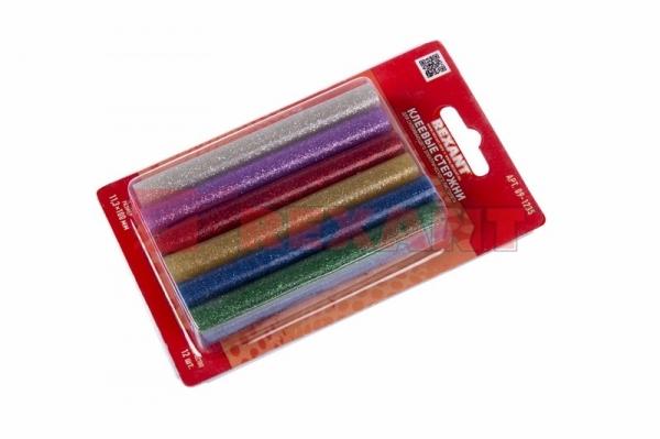 Клей REXANT Клей 11/100мм  Цветной с Блестками  (12шт/уп)  Блистер 09-1235