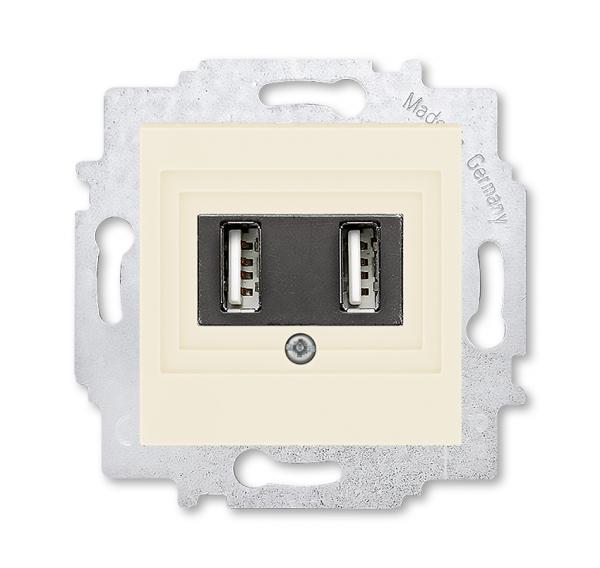ABB  Levit  Слон. Кость Зарядка USB 2-местная, 2CHH290040A6017