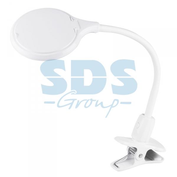 Лупа настольная 3D с подсветкой 30 LED, прищепка в блистере, белая REXANT 31-0246