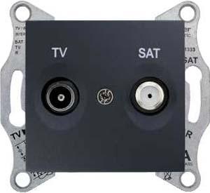 Schneider Electric Sedna Графит Розетка механизм TV/SAT проходной 8dB IP20 скрытая установка SDN3401270
