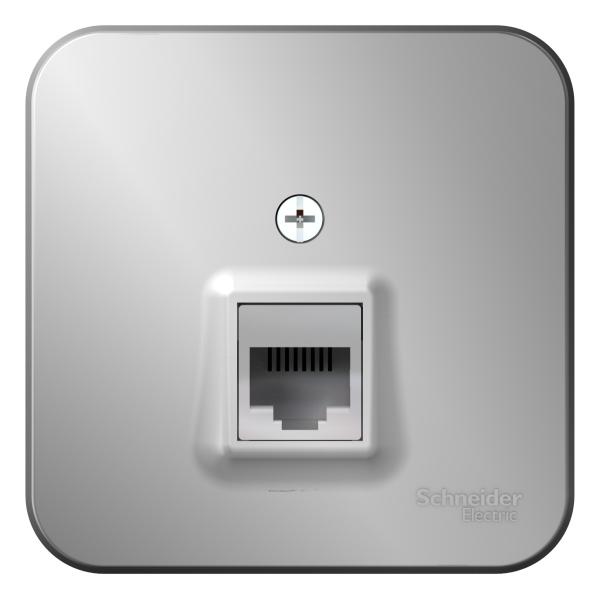 Schneider Electric  BLANCA  Алюмин.  Розетка телефонная RJ11 изолирующая пластина открытая установка BLNIA011003