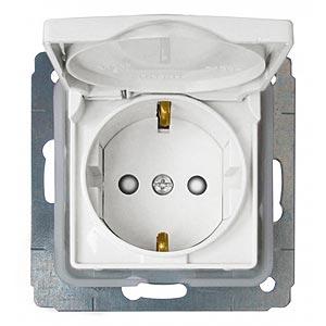 Legrand  Cariva  Белый Розетка с крышкой 2К+З 16А 250В, скрытая установка IP44 /773645