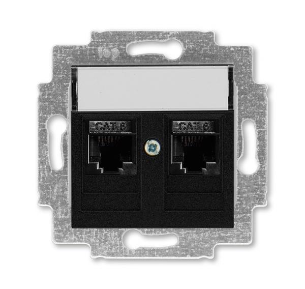 ABB  Levit  Антрацит Розетка компьютерная, 2хRJ45 категория 6, 2CHH296118A6063