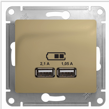 Schneider Electric Glossa Титан Розетка USB  5В/2100мА, 2х5В/1050мА, механизм, GSL000433