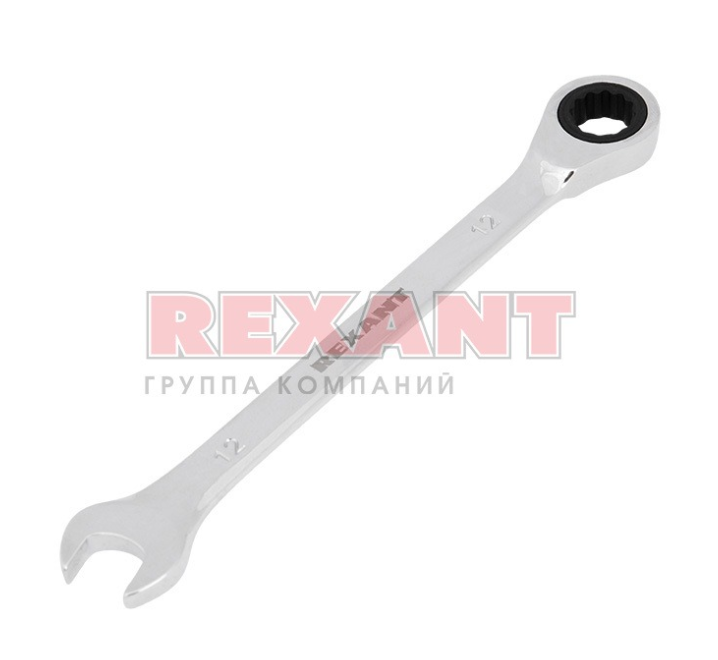 Ключ комбинированный трещоточный REXANT 12 мм, CrV, зеркальный хром 12-5807-1