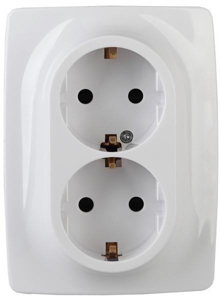 ЭРА  Эра12  Белый  Розетка 2X2P+E Schuko, 16А-250В, б.л.,   12-2006-01 Б0038808