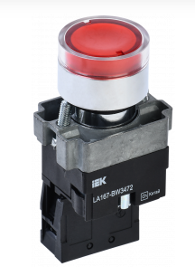Кнопка LA167-BW3472 d=22мм RC 1р с подсвет. красная IEK