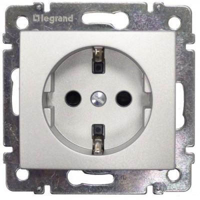 Legrand Valena  Алюминий  Розетка механизм 1-местная с заземляющими контактами с шторками 16А 250В /770211