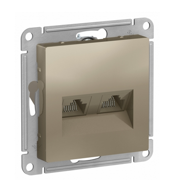 Schneider Electric AtlasDesign Шампань  Розетка 2-местная компьютерная RJ45+RJ45, кат.5E, механизм ATN000585