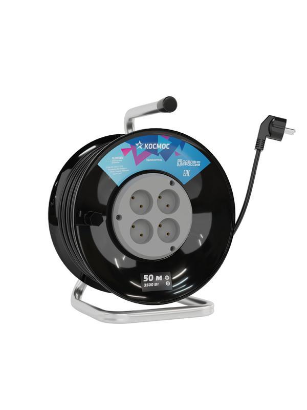 Удлинитель на катушке 4х50м 16А ПВС 2х1.5 Космос YKKsm50m-4g(16A)