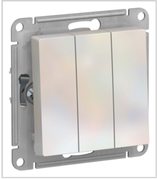 Schneider Electric AtlasDesign Жемчуг  Выключатель 3-клавишный схема 1+1+1, 10АХ, механизм ATN000431