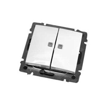 Legrand Valena  Белый Выключатель механизм 2-клавишный с подсветкой 10А 250В /774428 (кратно 10)