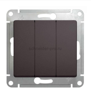 Schneider Electric Glossa Графит Выключатель 3-клавишный схема3, 10AX, механизм IP20 скрытая установка GSL001331