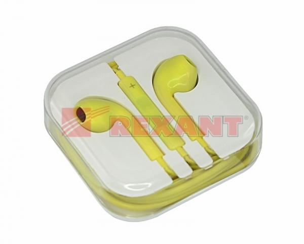 Наушники с микрофоном желтые 18-1992