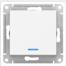 Schneider Electric AtlasDesign  Белый  Переключатель 1-клавишный с подсветкой схема 6а, 10АХ, механизм ATN000163