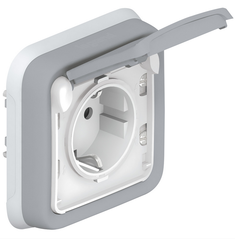 Legrand   Plexo Механизм Серый  Розетка 1-местная с заземляющими контактами IP55 069833 (винтовой зажим)