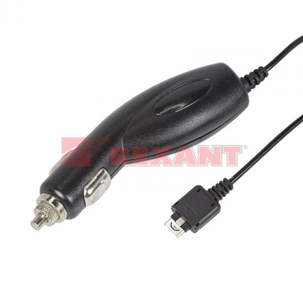 Автозарядка в прикуриватель для LG KG800/KG90 (АЗУ) (5V, 700mA) шнур спираль 1.2М черная REXANT 16-0252