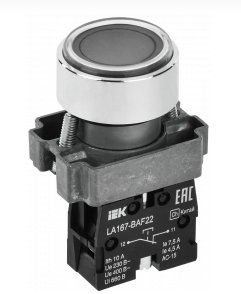 Кнопка LA167-BAF22 d=22мм 1р черная IEK