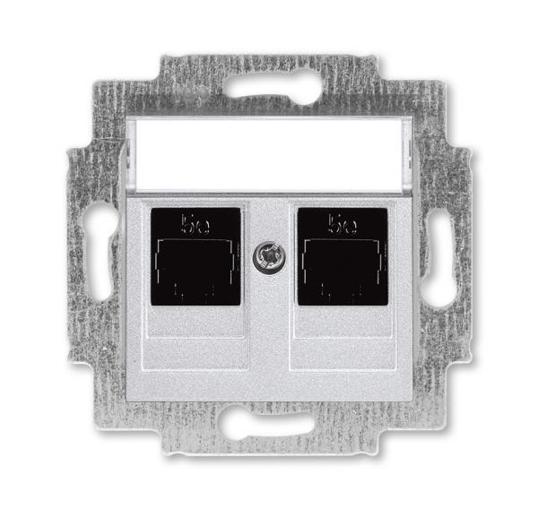 ABB  Levit  Серебро Розетка компьютерная, 2хRJ45 категория 5e, 2CHH295118A6070