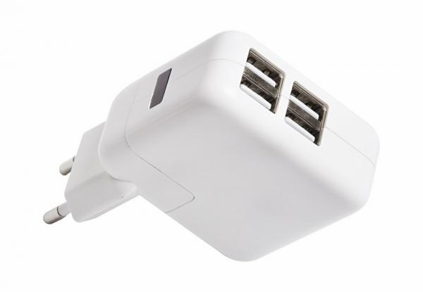 Сетевое зарядное устройство 4xUSB,  переходник+адаптер (СЗУ) (5V, 2x2 100mA, 2x1000mA) REXANT 18-1184