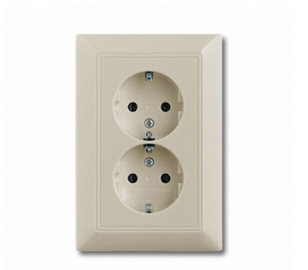 ABB  Basic55  Слоновая Кость Розетка Schuko 2-местная 2014-0-1463/2CKA002014A1463/