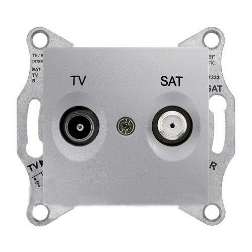 Schneider Electric Sedna Алюминий Розетка механизм TV/SAT проходной 4dB IP20 скрытая установка SDN3401960