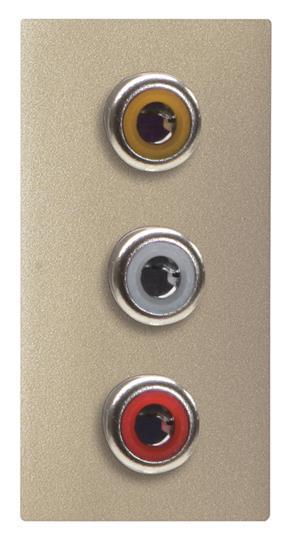 ABB  Zenit  Шампань Разъём механизм 3xRCA красный+белый, 1-модуль  / 2CLA215530N1901