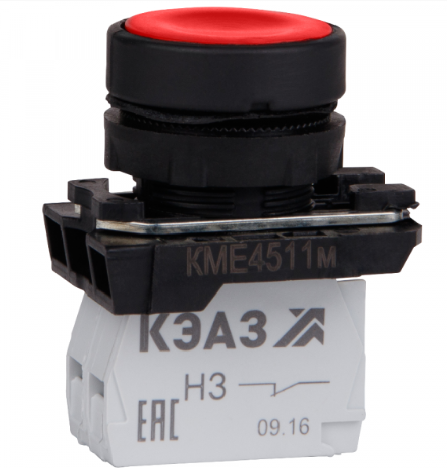 Кнопка КМЕ4511м-красный-1но+1нз-цилиндр-IP54-КЭАЗ