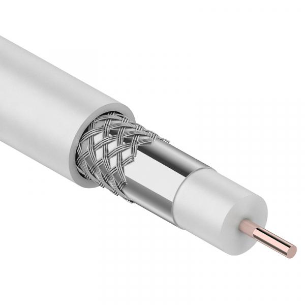 RG-6U, (64%), 75 Ом, белый  REXANT (омедненка) кабель бухта100м 01-2201