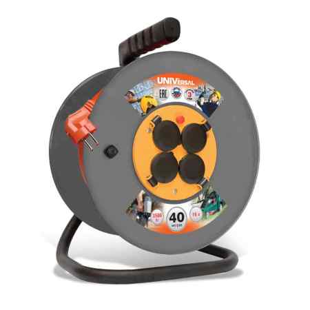 Удлинитель силовой на пластиковой катушке UNIVersal  BEM-250 термо IP-44 ПВС 3*1,5 4гн.40м
